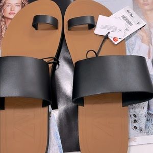 New Leather black sandals
